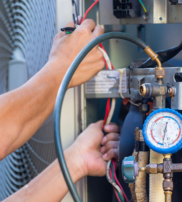 Residential AC repair work being done